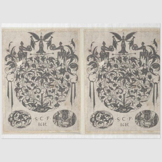 Decoupage van architectuurdetails tissuepapier (Voorkant)