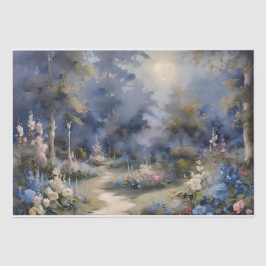 Decoupage van betoverde tuin bij maanlicht tissuepapier (Voorkant)