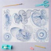 Decoupage van blauwe kwallen tissuepapier (Craft)