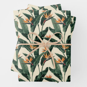 Decoupage van botanisch patroon van paradijsvogels inpakpapier vel