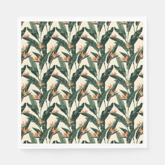 Decoupage van botanisch patroon van paradijsvogels servet (Voorkant)