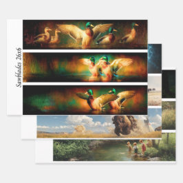 Decoupage van cadeaupapier  Wilde eend jagen en vi