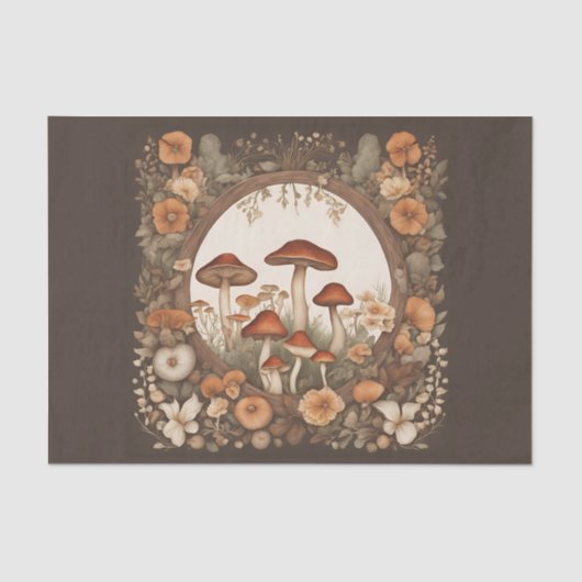 Decoupage van Cottagecore Mushrooms Tissuepapier (Voorkant)