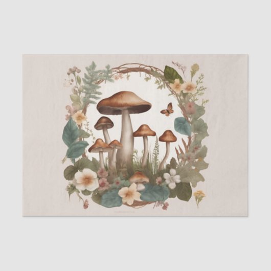 Decoupage van Cottagecore Mushrooms Tissuepapier (Voorkant)