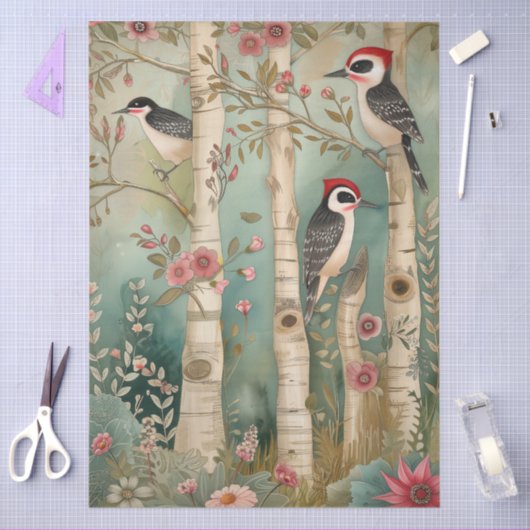 Decoupage van de grote bosspecht tissuepapier (Craft)