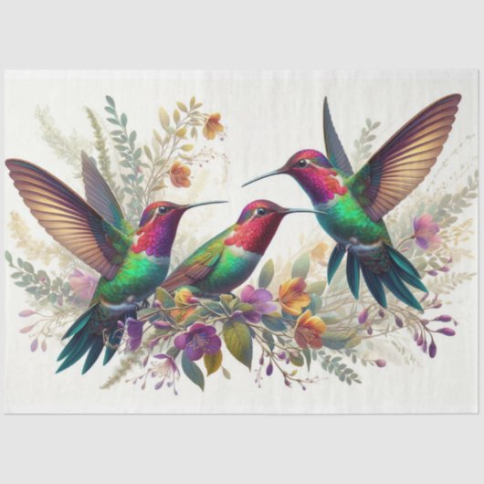 Decoupage van de Hummingbird Floral Fauna Tissuepapier (Voorkant)