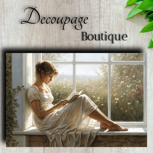 Decoupage van de literaire vensterzitlezer tissuepapier