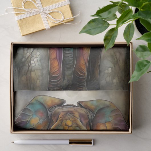 Decoupage van de olifant in mozaïek tissuepapier (Geschenk)