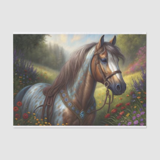 Decoupage van de paardenweide tissuepapier (Voorkant)