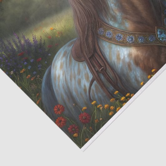 Decoupage van de paardenweide tissuepapier (Detail)