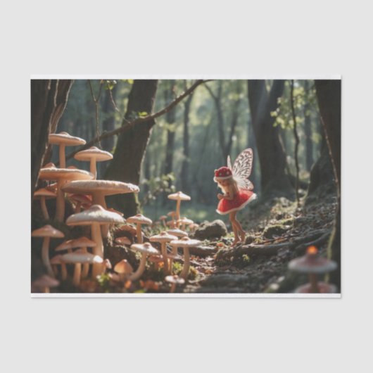 Decoupage van de paddenstoelenfee tissuepapier (Voorkant)