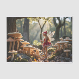 Decoupage van de paddenstoelenfee tissuepapier