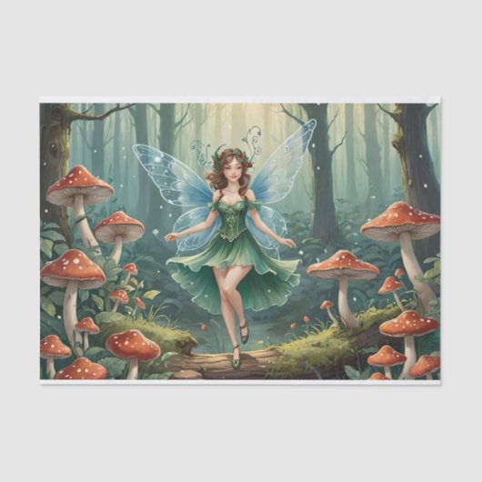 Decoupage van de paddenstoelenfee tissuepapier (Voorkant)