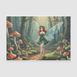 Decoupage van de paddenstoelenfee tissuepapier