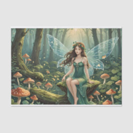 Decoupage van de paddenstoelenfee tissuepapier