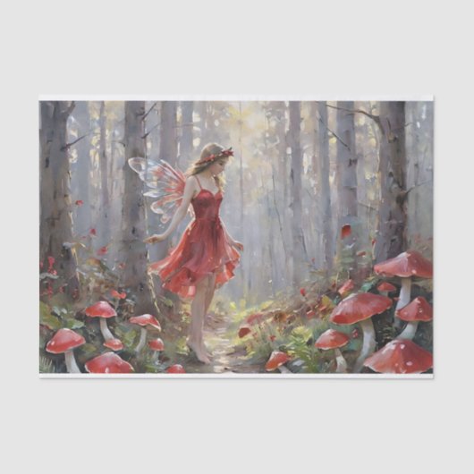 Decoupage van de paddenstoelenfee tissuepapier (Voorkant)