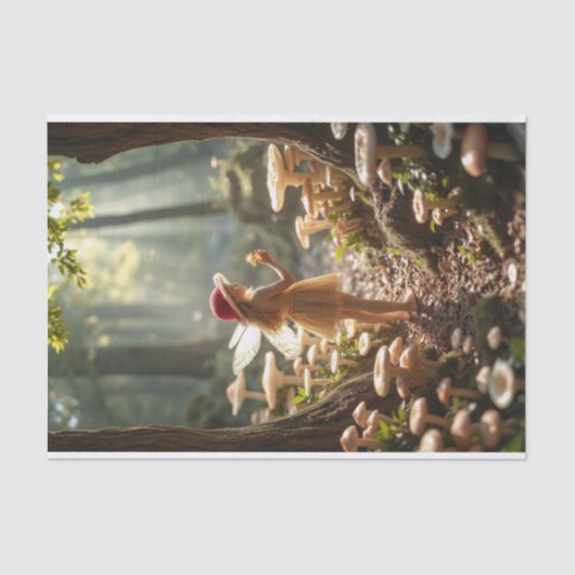 Decoupage van de paddenstoelenfee tissuepapier (Voorkant)