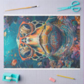 Decoupage van de Spectacled Zee Turtle met bril Tissuepapier (Craft)