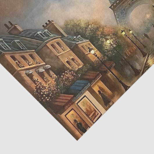 Decoupage van de straatscene van de Eiffeltoren in Tissuepapier (Detail)