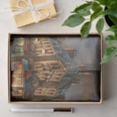 Decoupage van de straatscene van de Eiffeltoren in Tissuepapier (Geschenk)