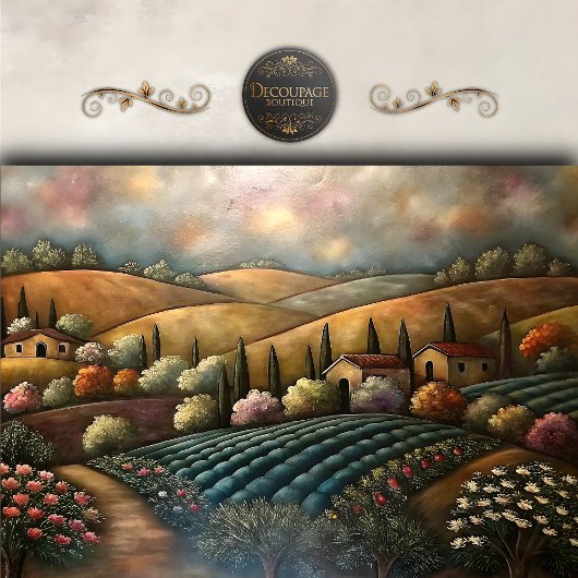 Decoupage van de Toscaanse Vineyard Hills Tissuepapier