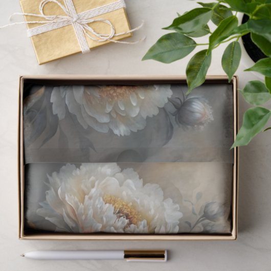 Decoupage van de witte pioenroos tissuepapier (Geschenk)