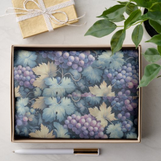 Decoupage van  druivenpatroon tissuepapier (Geschenk)