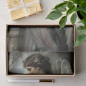 Decoupage van een antieke engel in gebedstuin tissuepapier (Geschenk)