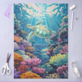 Decoupage van een decoratief koraalrif en zeeschil tissuepapier (Craft)