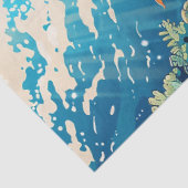 Decoupage van een decoratief koraalrif en zeeschil tissuepapier (Detail)