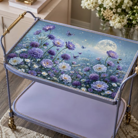 Decoupage van een lavendelvlinderweide bij maanlic tissuepapier