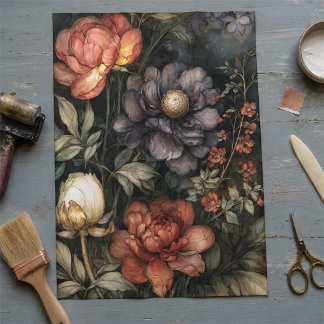 Decoupage van een Romantische Wilde Bloementuin Tissuepapier