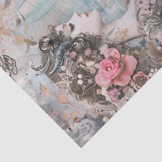 DECOUPAGE VAN EXOTISCHE ZEEMEERMINNEN TISSUEPAPIER (Detail)