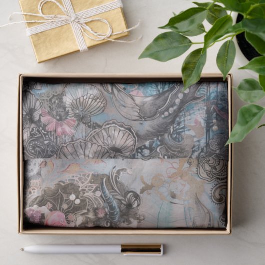 DECOUPAGE VAN EXOTISCHE ZEEMEERMINNEN TISSUEPAPIER (Geschenk)