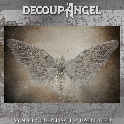 Decoupage van geborduurde vlindertextuur tissuepapier