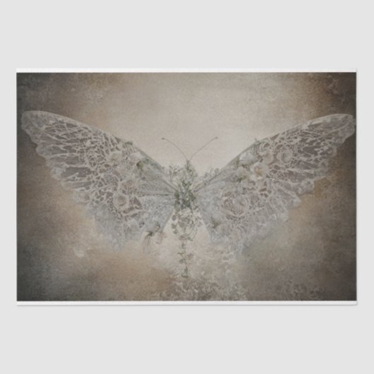 Decoupage van geborduurde vlindertextuur tissuepapier (Voorkant)