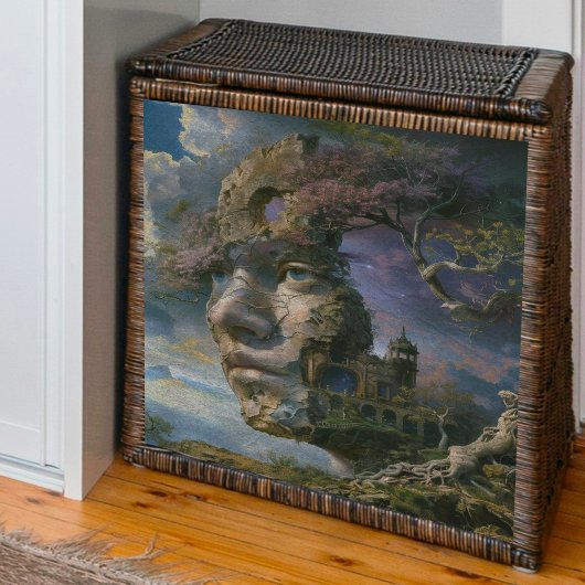 Decoupage van gezicht in klif tissuepapier