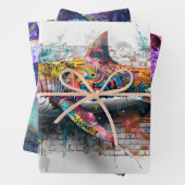 Decoupage van graffiti-walvisneonschildpadden inpakpapier vel (In situ)