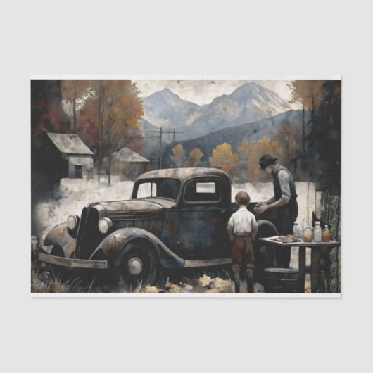 Decoupage van grootvader tissuepapier (Voorkant)