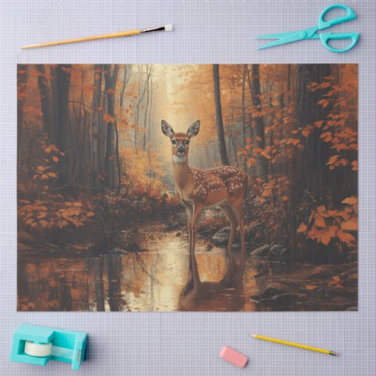 Decoupage van hertenherten in de herfst tissuepapier (Craft)