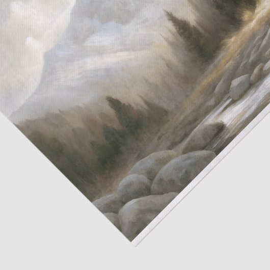 Decoupage van het bergkajuitlandschap tissuepapier (Detail)