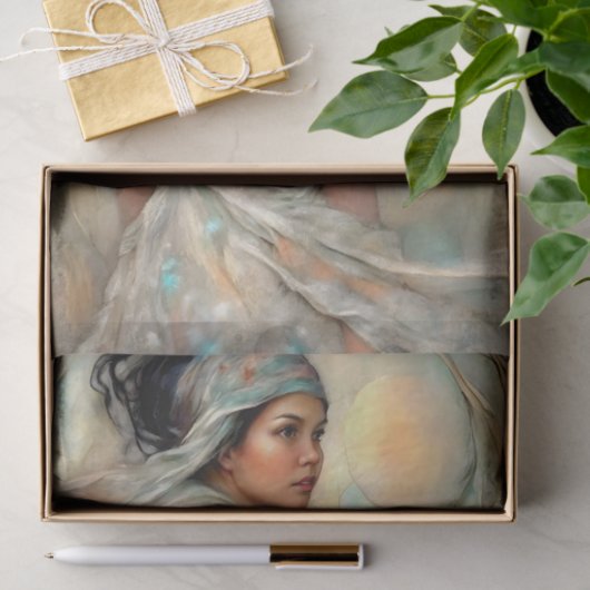 Decoupage van het etherische schoonheidsportret tissuepapier (Geschenk)