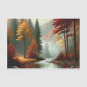 Decoupage van het herfstbos Glow River-landschap Tissuepapier (Voorkant)