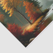 Decoupage van het herfstbos Glow River-landschap Tissuepapier (Detail)