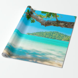 Decoupage van het tropische strand cadeaupapier