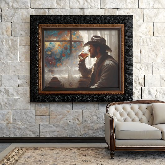 Decoupage van het venster van de cowboy whisky tissuepapier