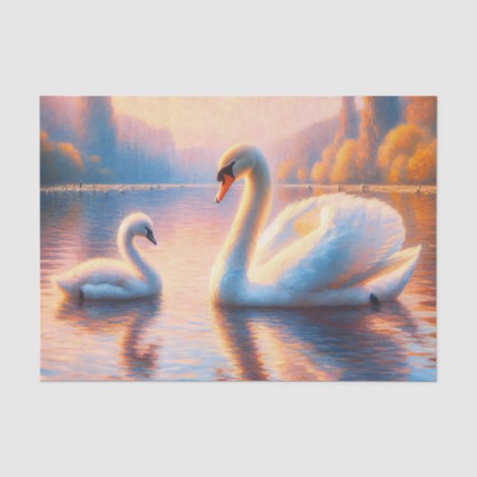 Decoupage van jonge zwaan en zwaan tissuepapier (Voorkant)
