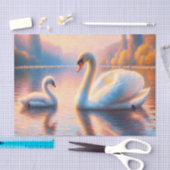 Decoupage van jonge zwaan en zwaan tissuepapier (Craft)