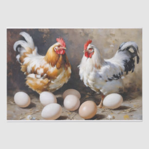 Decoupage van kippen en eieren uit de boerderij tissuepapier