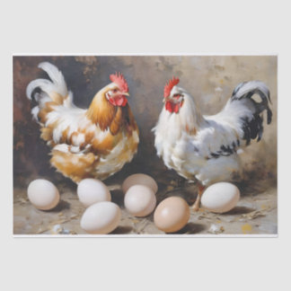 Decoupage van kippen en eieren uit de boerderij tissuepapier